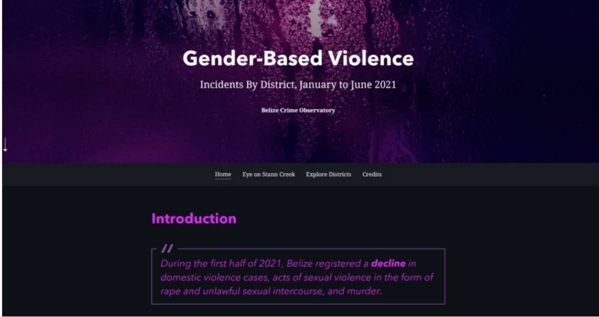 Belize sheds light on Gender-Based Violence with interactive Web Display