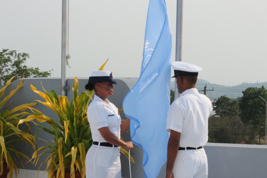 United Nations flag raised at inauguration of UN House in Belmopan Belize