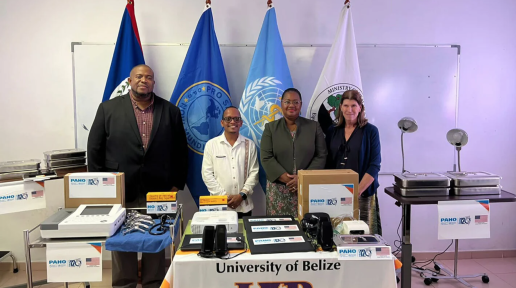 PAHO/WHO Belize in collaboration with the Ministry of Health and Wellness with funding support from the United States Government donates equipment to the University of Belize to strengthen nursing education in Belize